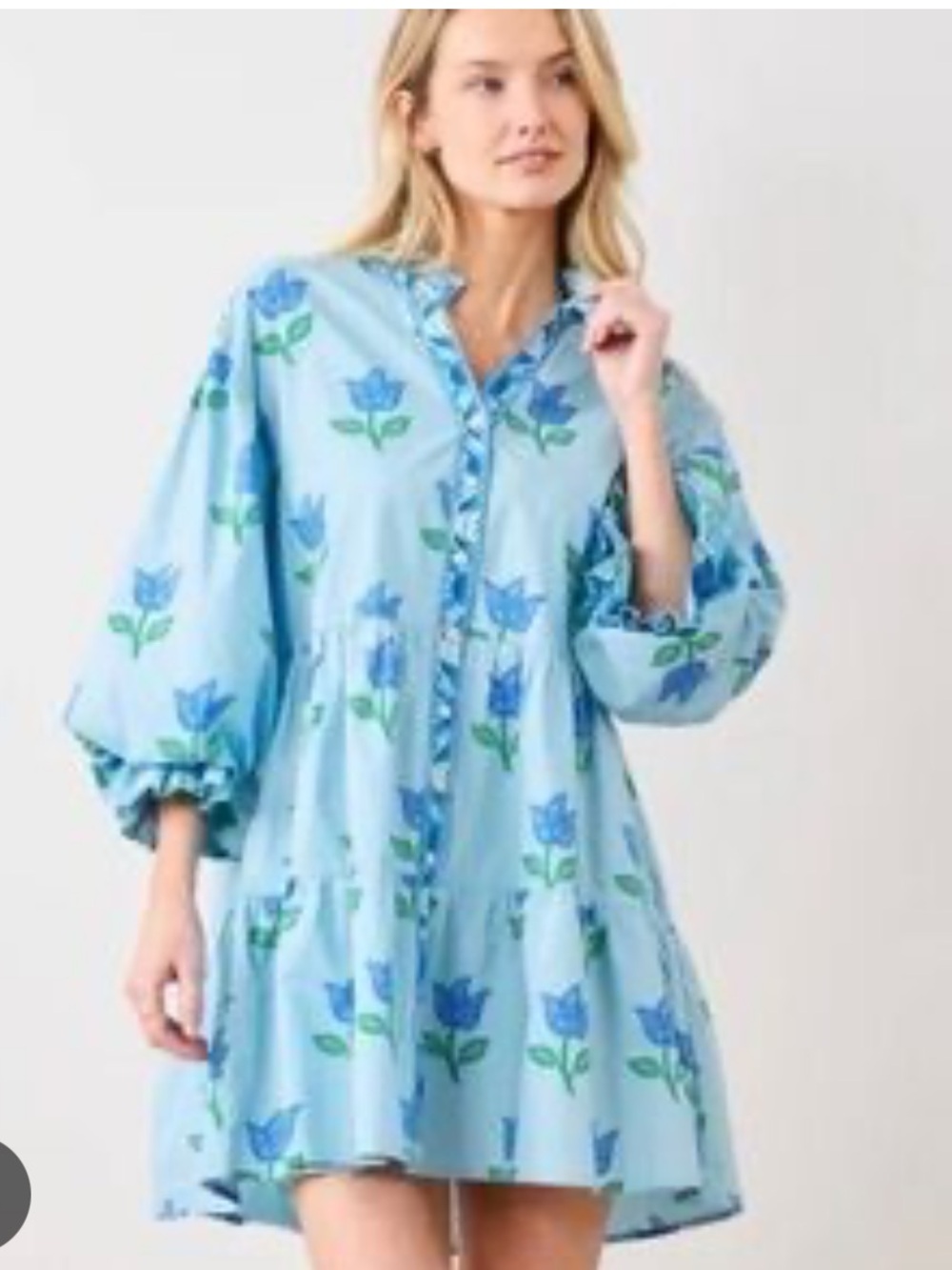 Printfresh Pale Blue Cotton mini dress